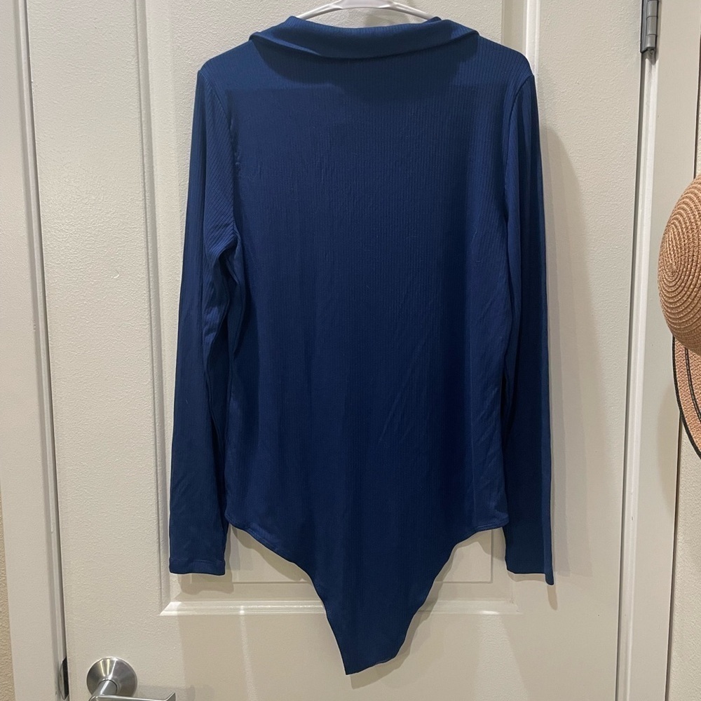 NEW…Violets and Roses Ribbed Knit Collared Bodysuit - Picture 4 of 4
